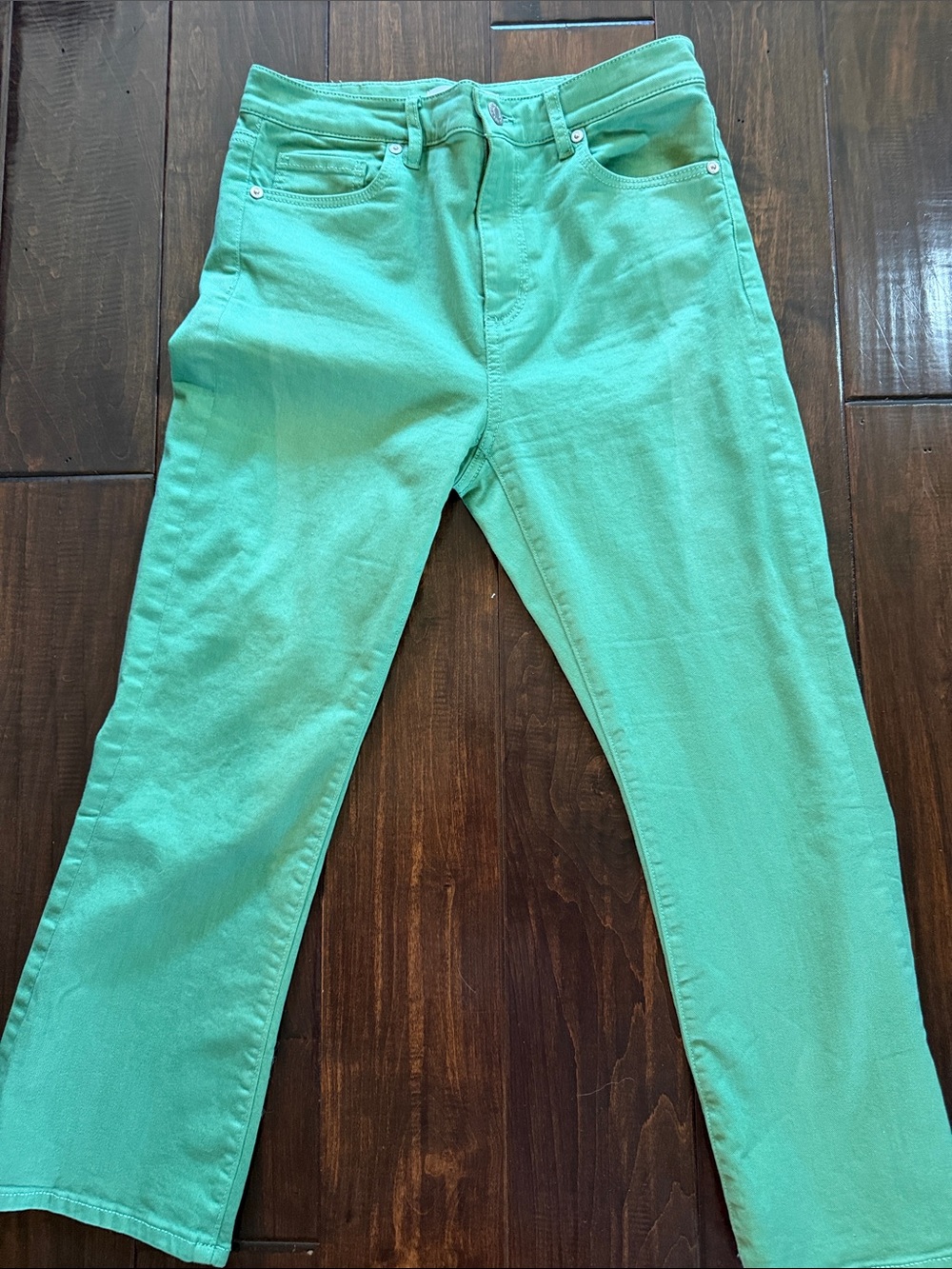 Women’s Mint Green kick crop leg Stretch Loft Jeans